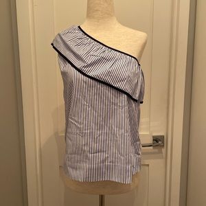 NWT J crew ruffle one shoulder striped top